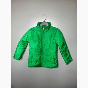 Bocini Kids Green Polka Dot Quilted Jacket Size 7/8 Kelly Green KidsPufferJacket